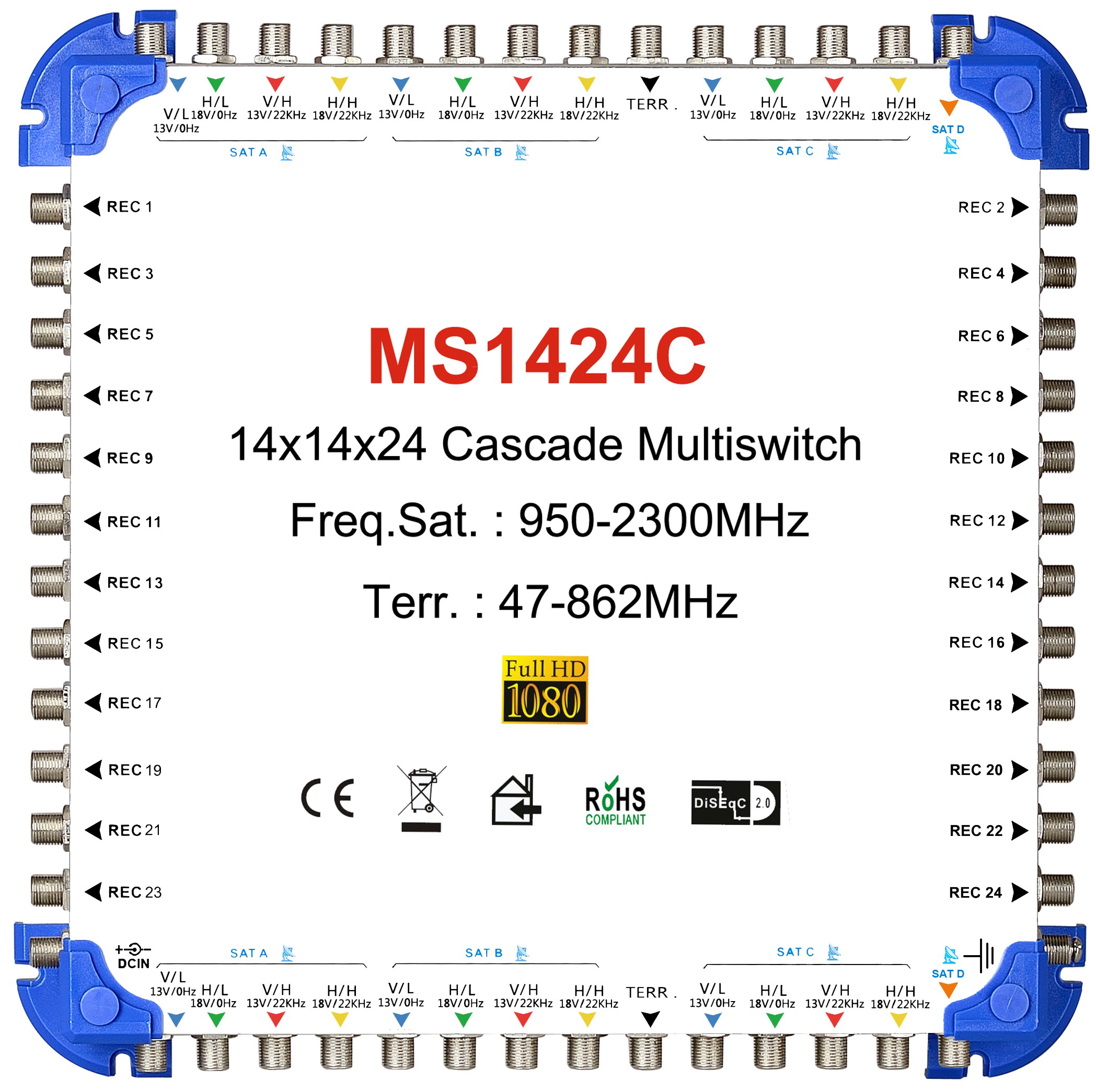 14x24 satellite multi-switch, Cascade multiswitch