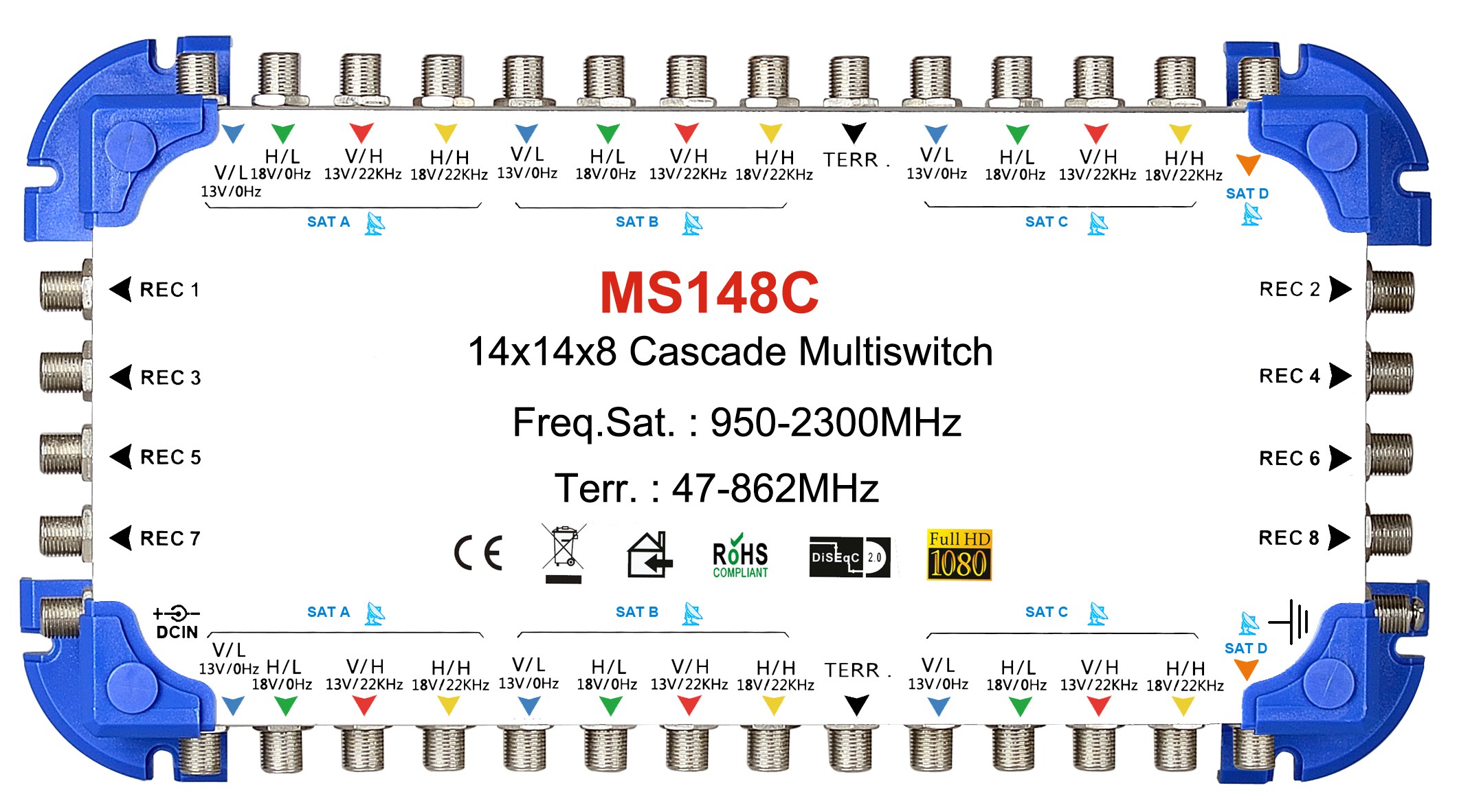 14x8 satellite multi-switch, Cascade multiswitch