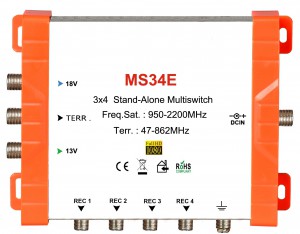 3x4 satellite multi-switch, Stand-Alone multiswitch